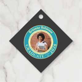 Charcoal Photo Modern Graduation Party Thank You フェイバータグ