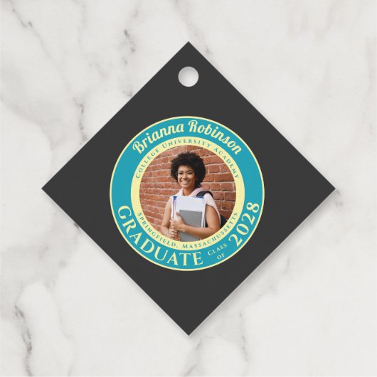 Charcoal Photo Modern Graduation Party Thank You フェイバータグ (裏面)