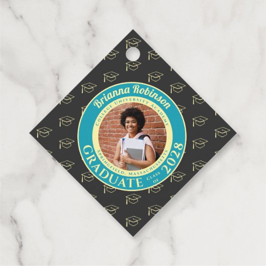 Charcoal Photo Modern Graduation Party Thank You フェイバータグ (裏面)