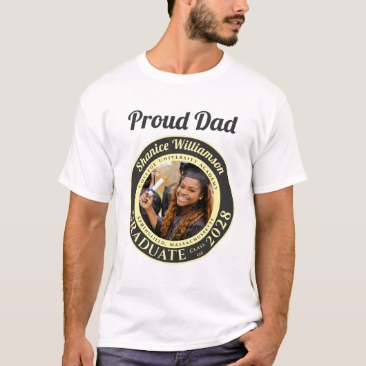 Charcoal Photo Modern Graduation Proud Dad Tシャツ (正面)