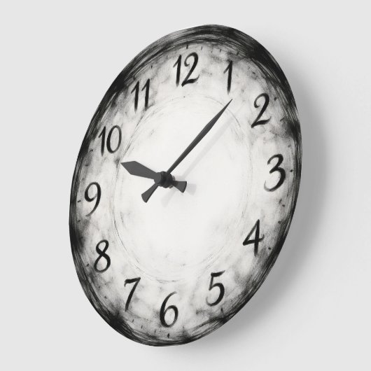 Charcoal Rhythm — Abstract ラージ壁時計 (傾斜)
