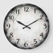 Charcoal Rhythm — Abstract ラージ壁時計 (正面)