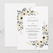 Charcoal Serene Minimalist Wedding 招待状 (正面/裏面)