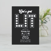 Charcoal Shine Let's Get Lit Retro Christmas Party 箔招待状 (立ち正面)