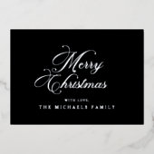 Charcoal Silver Snowflake Holiday Card 箔シーズンカード (正面)