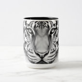 Charcoal Sketch of Tiger Face ツートーンマグカップ (中央)