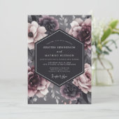 Charcoal Somber Flora Wedding 招待状 (スタンド正面)