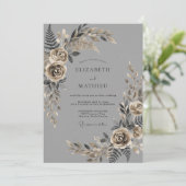 Charcoal Sophisticated Vintage Wedding 招待状 (スタンド正面)