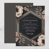 Charcoal Taupe Gloaming Wedding 招待状 (正面/裏面)