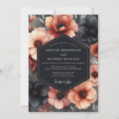 Charcoal & Terracotta Dramatic Bloom Wedding 招待状 (正面)