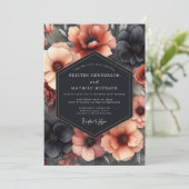 Charcoal & Terracotta Dramatic Bloom Wedding 招待状 (スタンド正面)