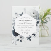 Charcoal Watercolor Bloom Wedding 招待状 (スタンド正面)