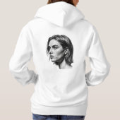 Charcoal Woman Portrait Black and White Art パーカ (裏面)