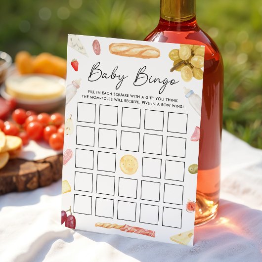 Charcuterie Baby Shower Bingo Card 招待状