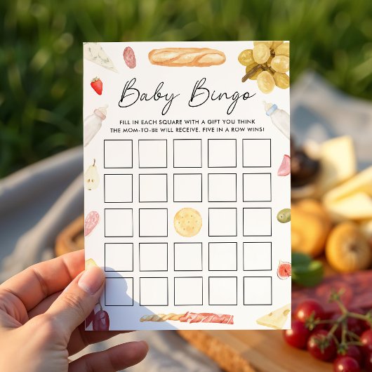 Charcuterie Baby Shower Bingo Card 招待状