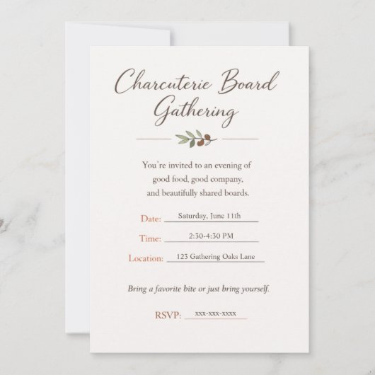 Charcuterie Board Gathering Party Invitation 招待状 (正面)
