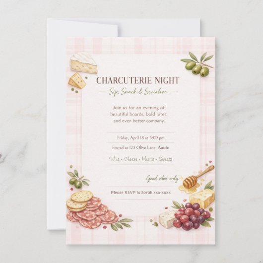 Charcuterie Girl's Night Party Invitation  招待状 (正面)