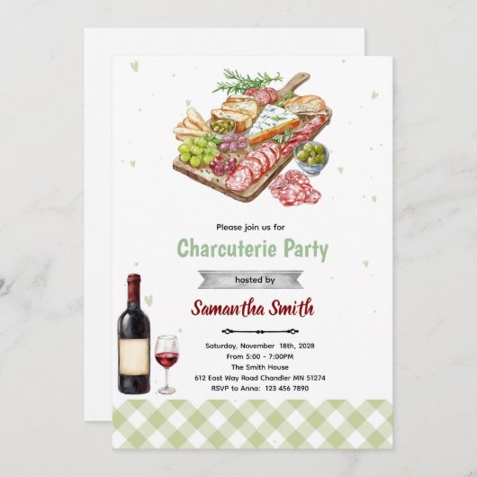 Charcuterie Party Invitation 招待状 (正面/裏面)