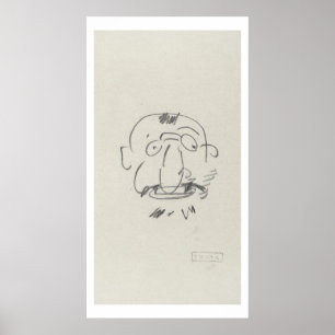 Charge de Lautrec par Lui-Meme (pencil on paper) ポスター