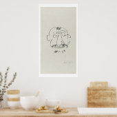 Charge de Lautrec par Lui-Meme (pencil on paper) ポスター (キッチン)