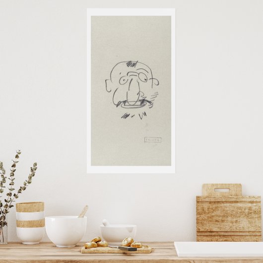 Charge de Lautrec par Lui-Meme (pencil on paper) ポスター (キッチン)