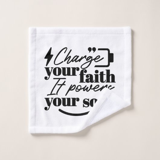 Charge Your Faith – Christian Inspirational Quote  ウォッシュタオル (ウォッシュタオル)