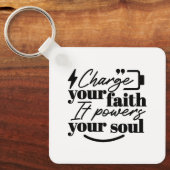 Charge Your Faith – Christian Inspirational Quote キーホルダー (正面)