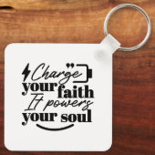 Charge Your Faith – Christian Inspirational Quote キーホルダー (裏面)