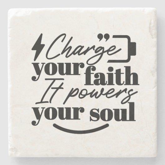 Charge Your Faith – Christian Inspirational Quote ストーンコースター (正面)