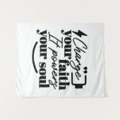 Charge Your Faith – Christian Inspirational Quote  タペストリー (正面(横))