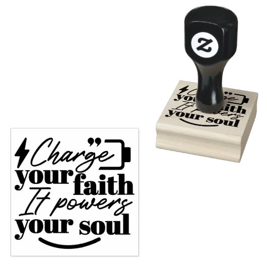 Charge Your Faith – Christian Inspirational Quote ラバースタンプ (押印)