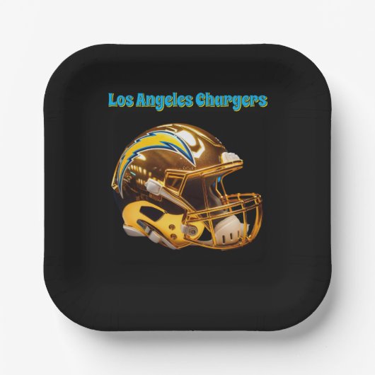 Chargers Custom Golden Chrome Helmets ペーパープレート (正面)
