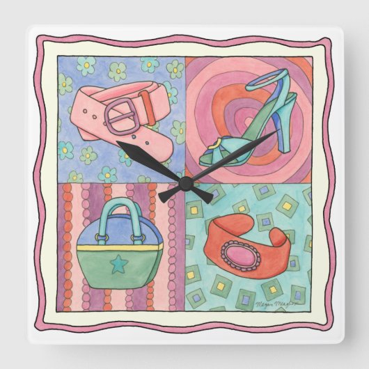 Chariklia Zarris著女性の付属品 スクエア壁時計 (正面)