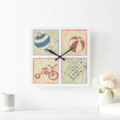 Chariklia Zarris著子供のおもちゃ スクエア壁時計 (ホーム)