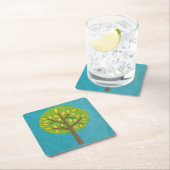 Chariklia Zarris著黄色の葉が付いている緑の木 スクエアペーパーコースター (インサイチュ)