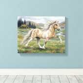 Charismatic Pinto Icelandic Mare watercolor キャンバスプリント (インサイチュ (ウッドフロア))