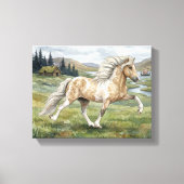 Charismatic Pinto Icelandic Mare watercolor キャンバスプリント (正面)