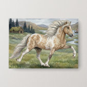 Charismatic Pinto Icelandic Mare watercolor 缶バッジ (正面)