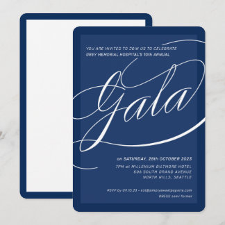 CHARITY GALA 上品なフォーマルカリグラフィー ネイビーブルー 招待状