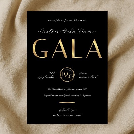 Charity Gala Black & Gold Logo Business Event 招待状