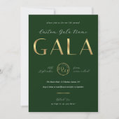 Charity Gala Emerald Green & Gold Logo Business 招待状 (正面)