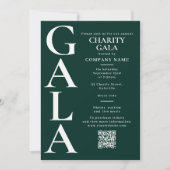 Charity Gala Fundraising Event QR Code Green 招待状 (正面)