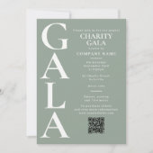 Charity Gala Fundraising Event QR Code Green 招待状 (正面)