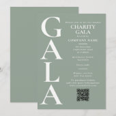 Charity Gala Fundraising Event QR Code Green 招待状 (正面/裏面)