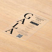 Charity Gala Fundraising Event QR Code Logo アクリル招待状 (レイダウン)