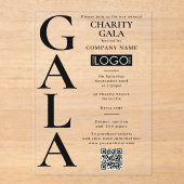 Charity Gala Fundraising Event QR Code Logo アクリル招待状 (正面)