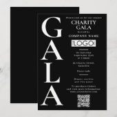 Charity Gala Fundraising Event QR Code Logo 招待状 (正面/裏面)