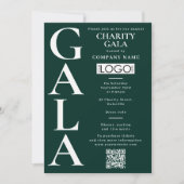 Charity Gala Fundraising Event QR Code Logo Green 招待状 (正面)