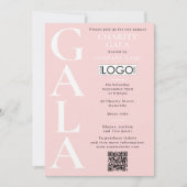 Charity Gala Fundraising Event QR Code Logo Pink 招待状 (正面)