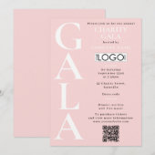 Charity Gala Fundraising Event QR Code Logo Pink 招待状 (正面/裏面)